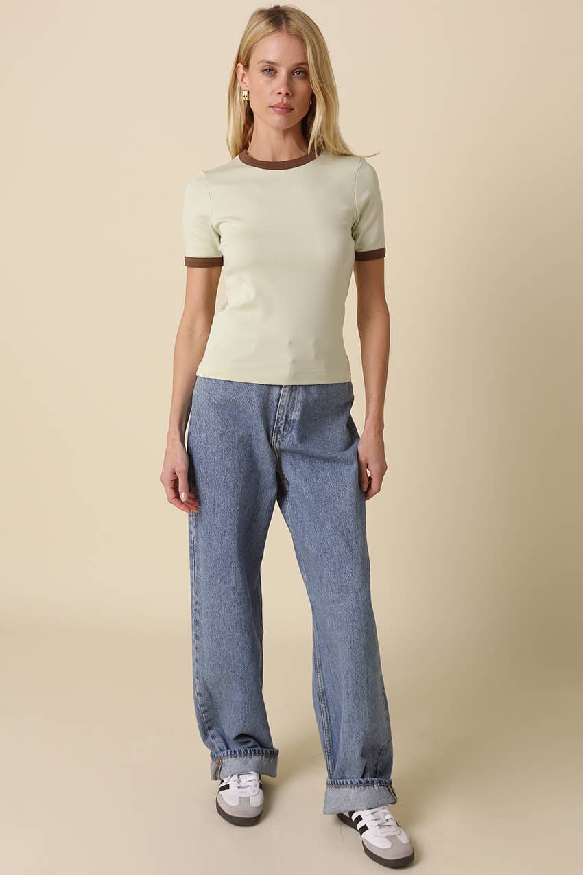 Ivy Contrast Trim Crewneck Tee
