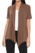 Women's Casual Short Sleeve Draped Open Front Solid Cardigan