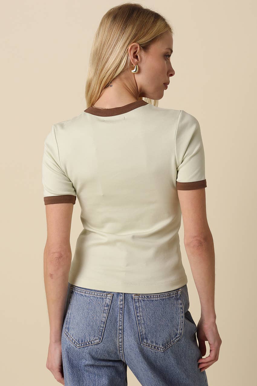Ivy Contrast Trim Crewneck Tee
