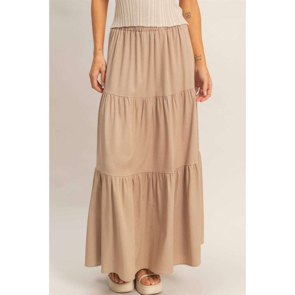 Elastic Waist 3-Tier Skirt