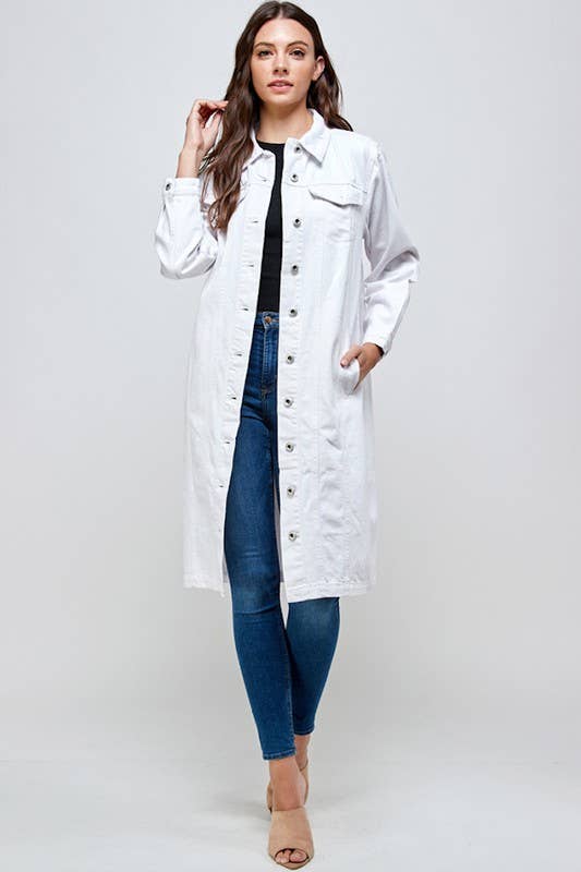 Long Trench Coat Denim Jean Jacket (OPEN PACK)