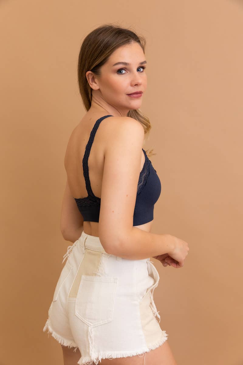 Lace Trim Padded Bralette - Immediate Shipping
