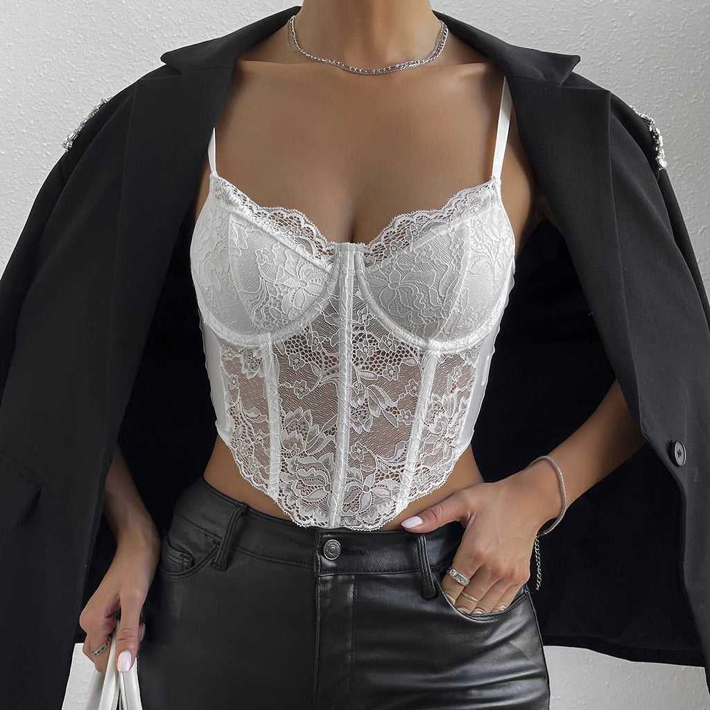Sexy Lace Sheer Slim Little Crop Top
