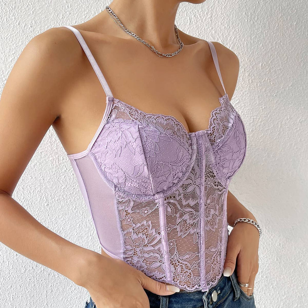 Sexy Lace Sheer Slim Little Crop Top