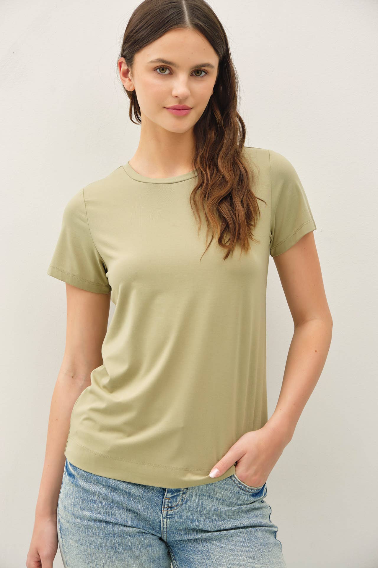 NEW COLOR-BAMBOO/MODAL BASIC ROUND NECK T-SHIRT