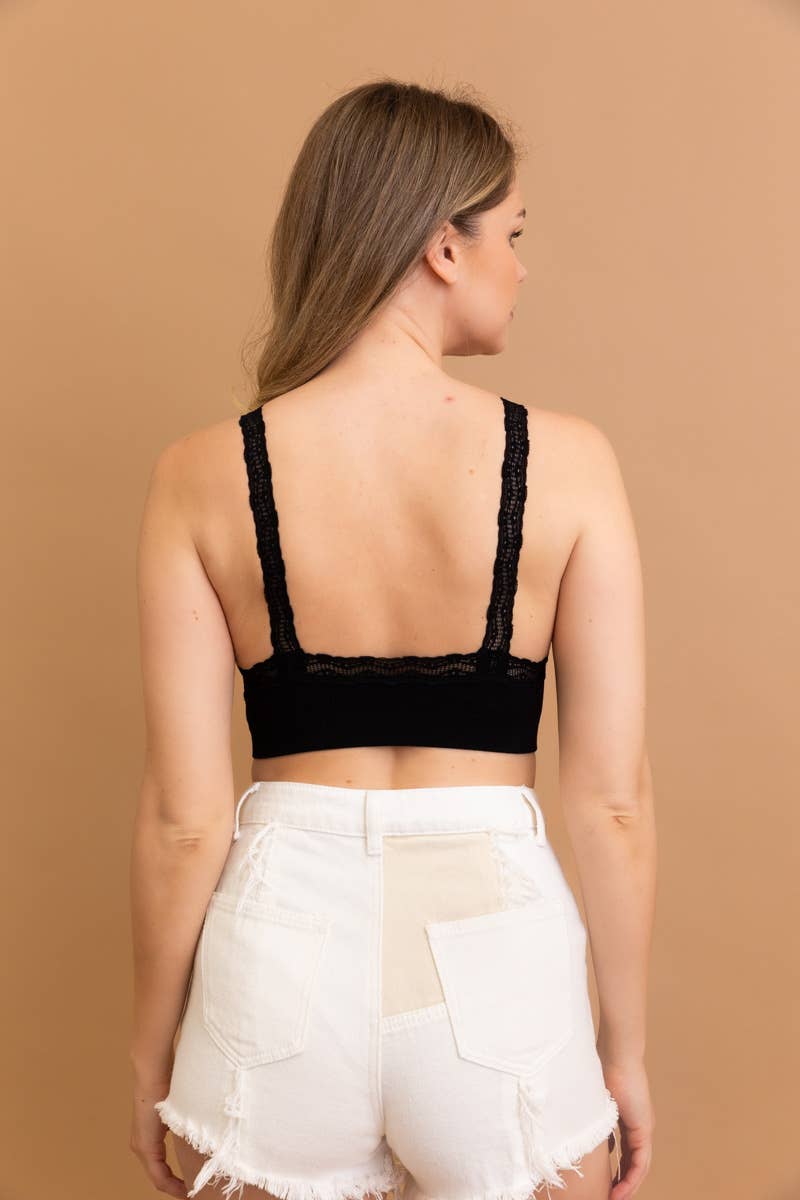 Lace Trim Padded Bralette - Immediate Shipping
