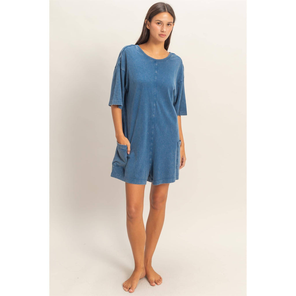 Mineral Washed V-Back Romper