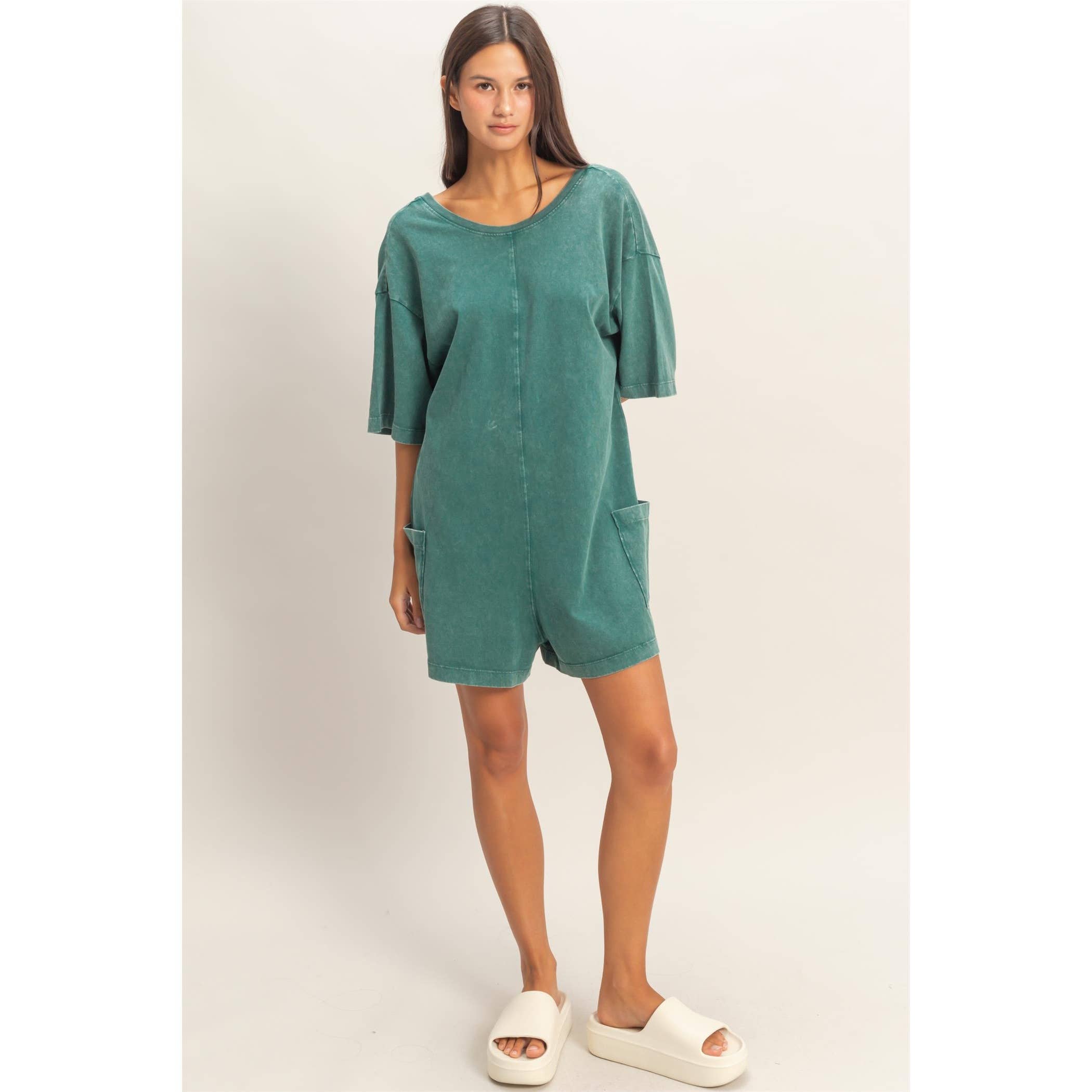 Mineral Washed V-Back Romper