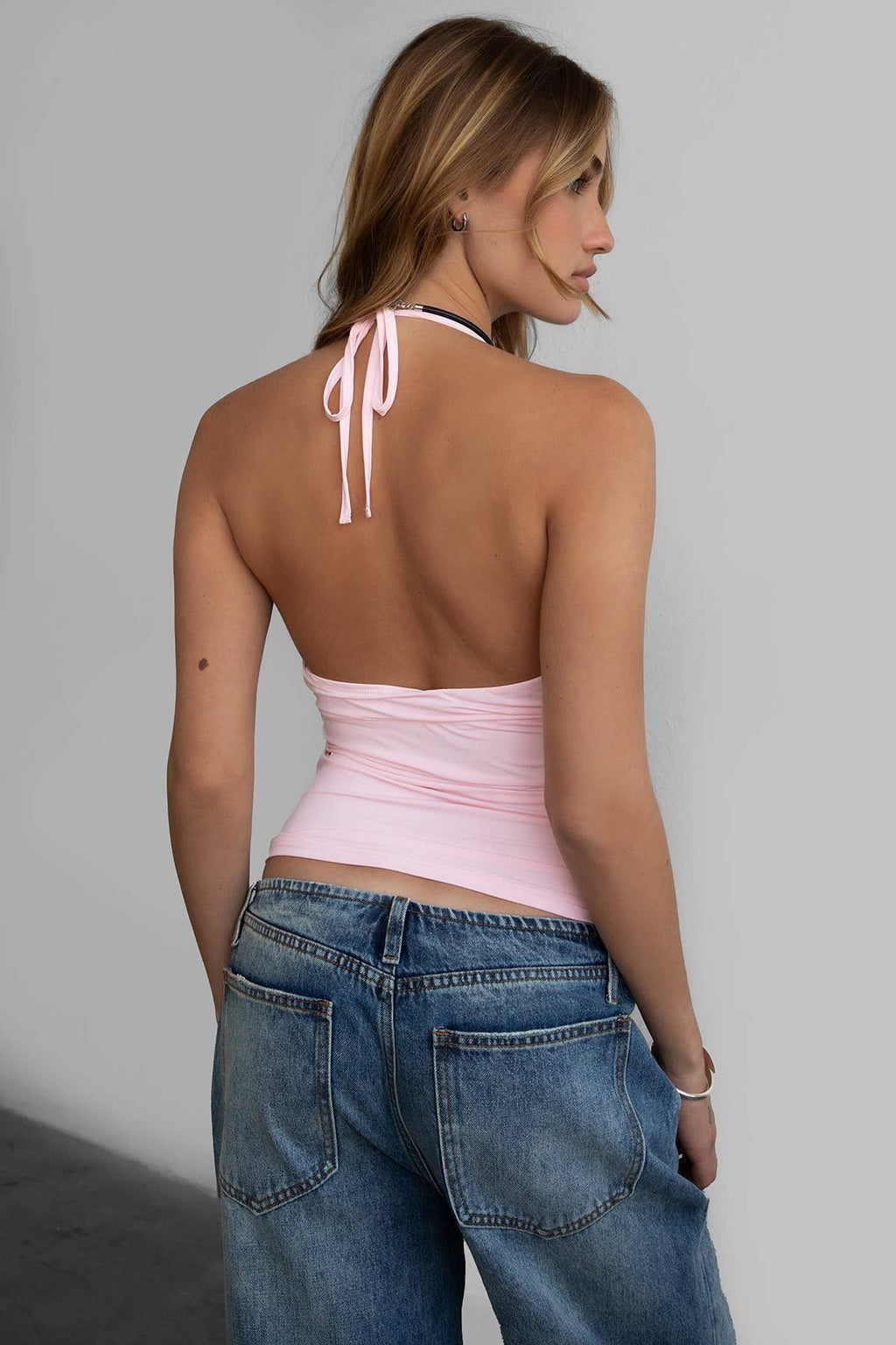 ELLY Elevated Basic Halter V Neck Cami Top