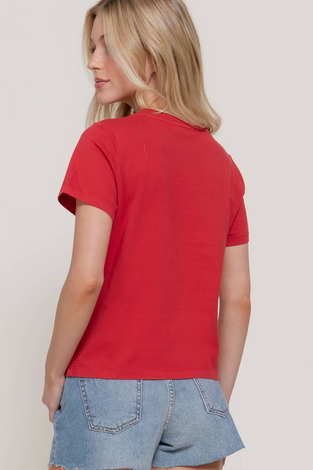 Short Sleeve Garment Dye Knit Top