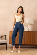 Jean balloon with knee seam