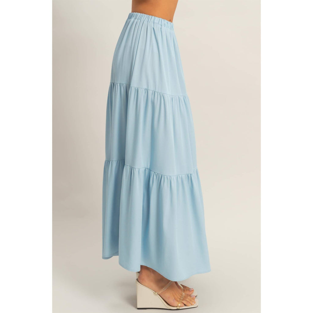 Elastic Waist 3-Tier Skirt