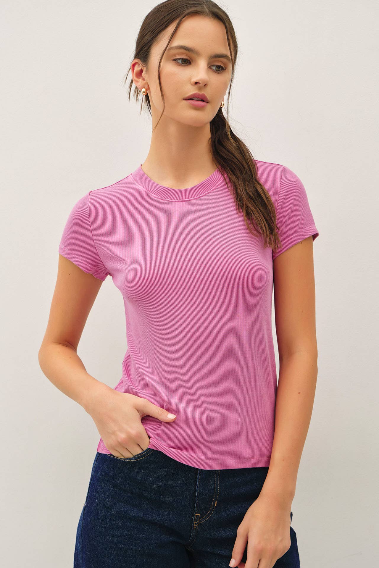 NEW COLOR-GARMENT DYE RIBBED TOP