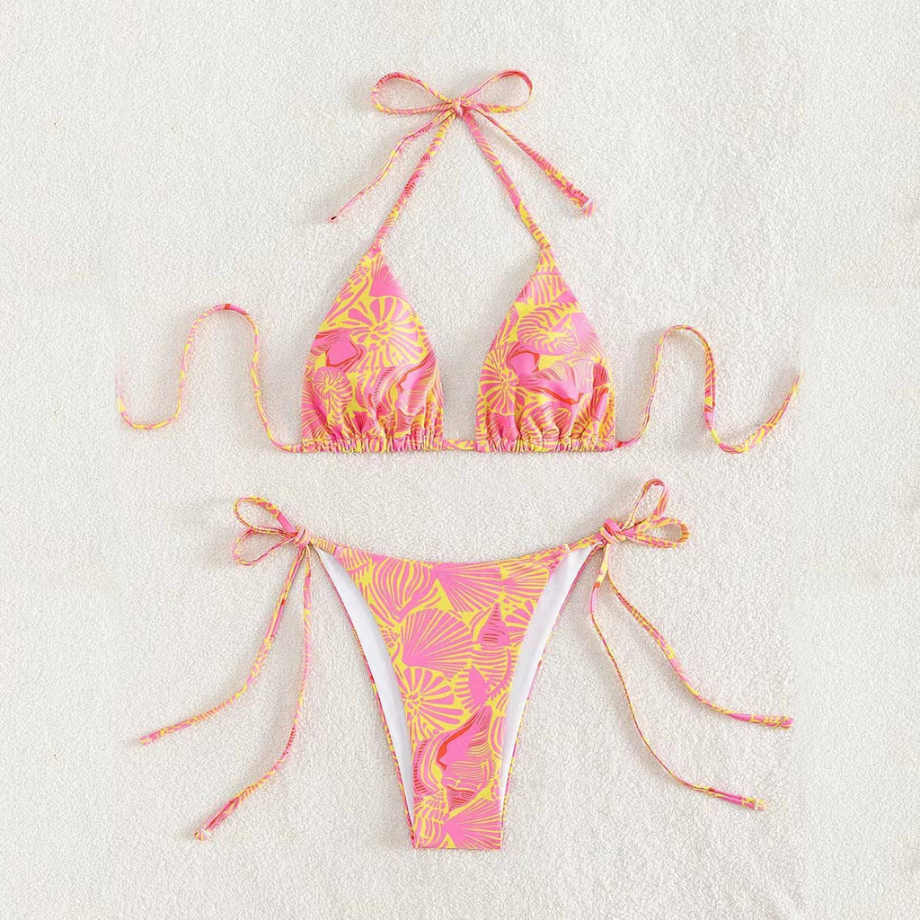 2 Piece Flower Print Bikini Swimsuit