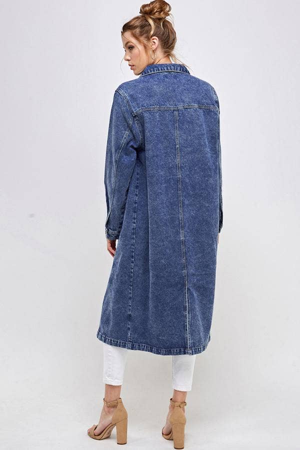 Long Trench Coat Denim Jean Jacket (OPEN PACK)