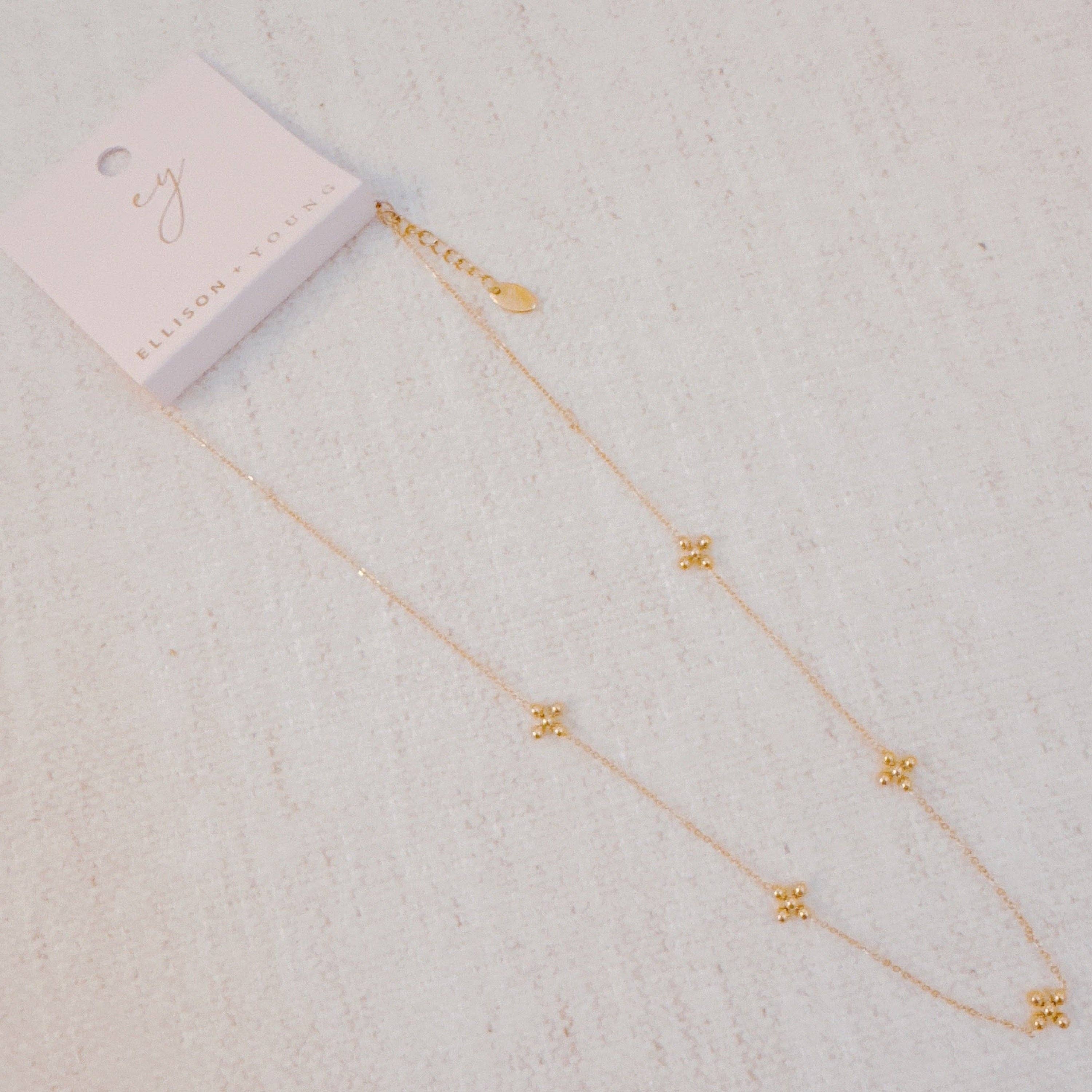 Dot Dot Golden Cross Necklace - Water & Tarnish Resistant