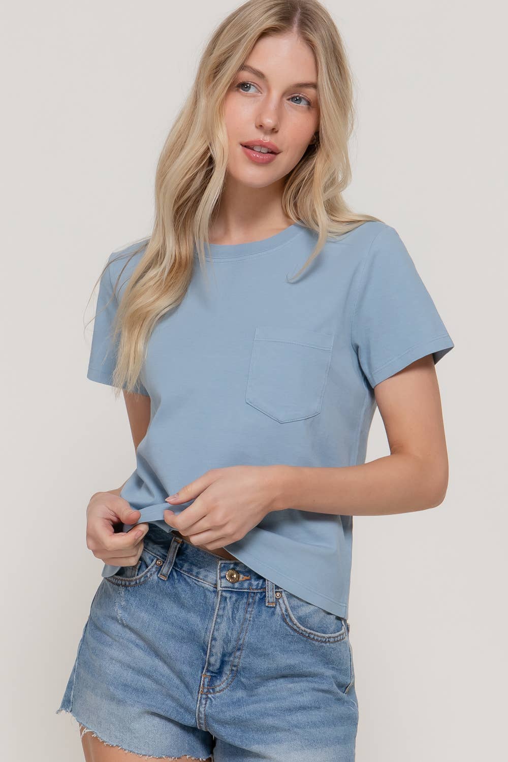 Short Sleeve Garment Dye Knit Top