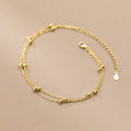 Dainty Bead Double Chain Anklet in 925 Sterling Silver
