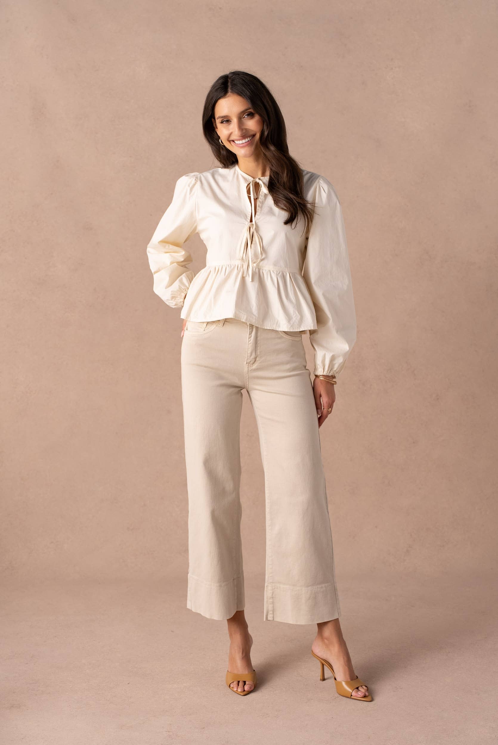 7/8 wide leg jeans with sewn hem