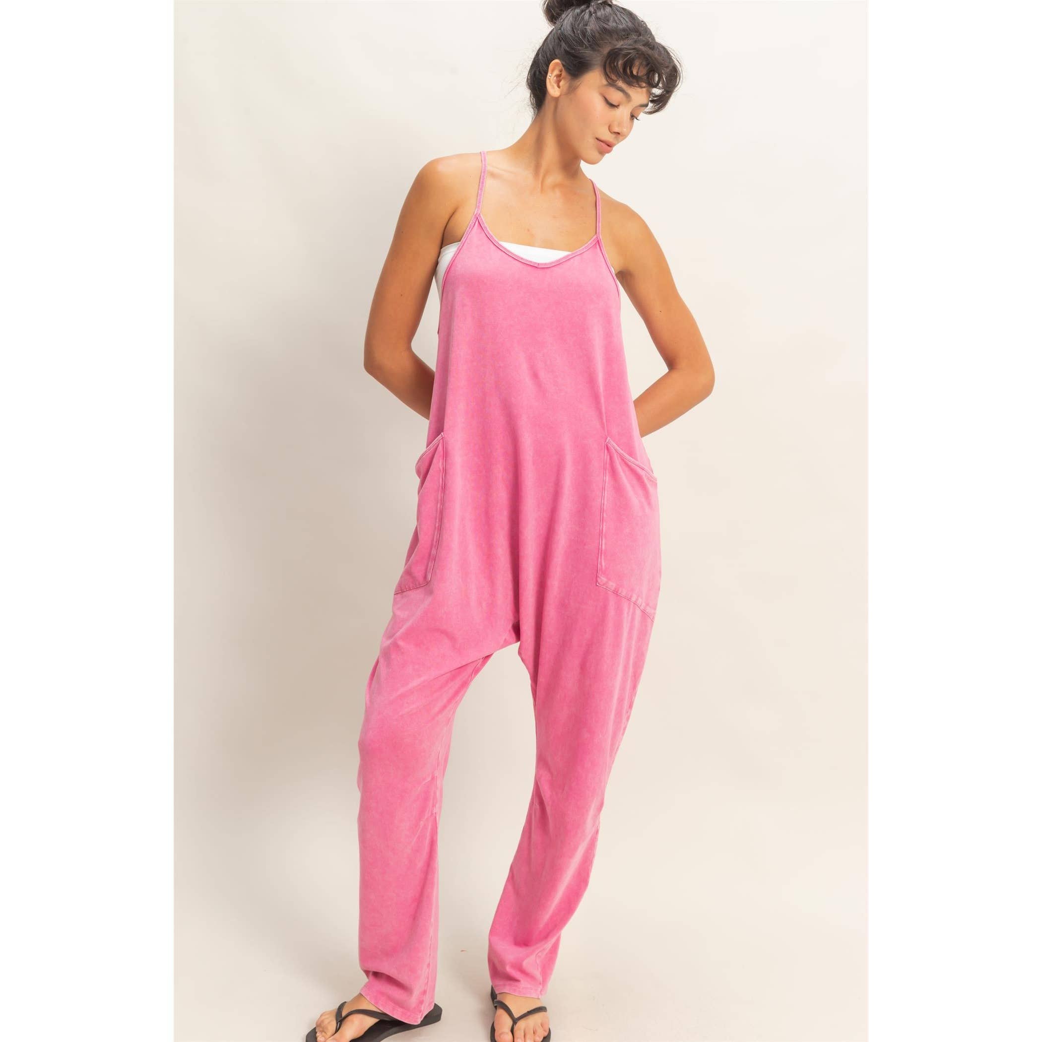 Mineral Wash Spaghetti Strap Jumpsuit