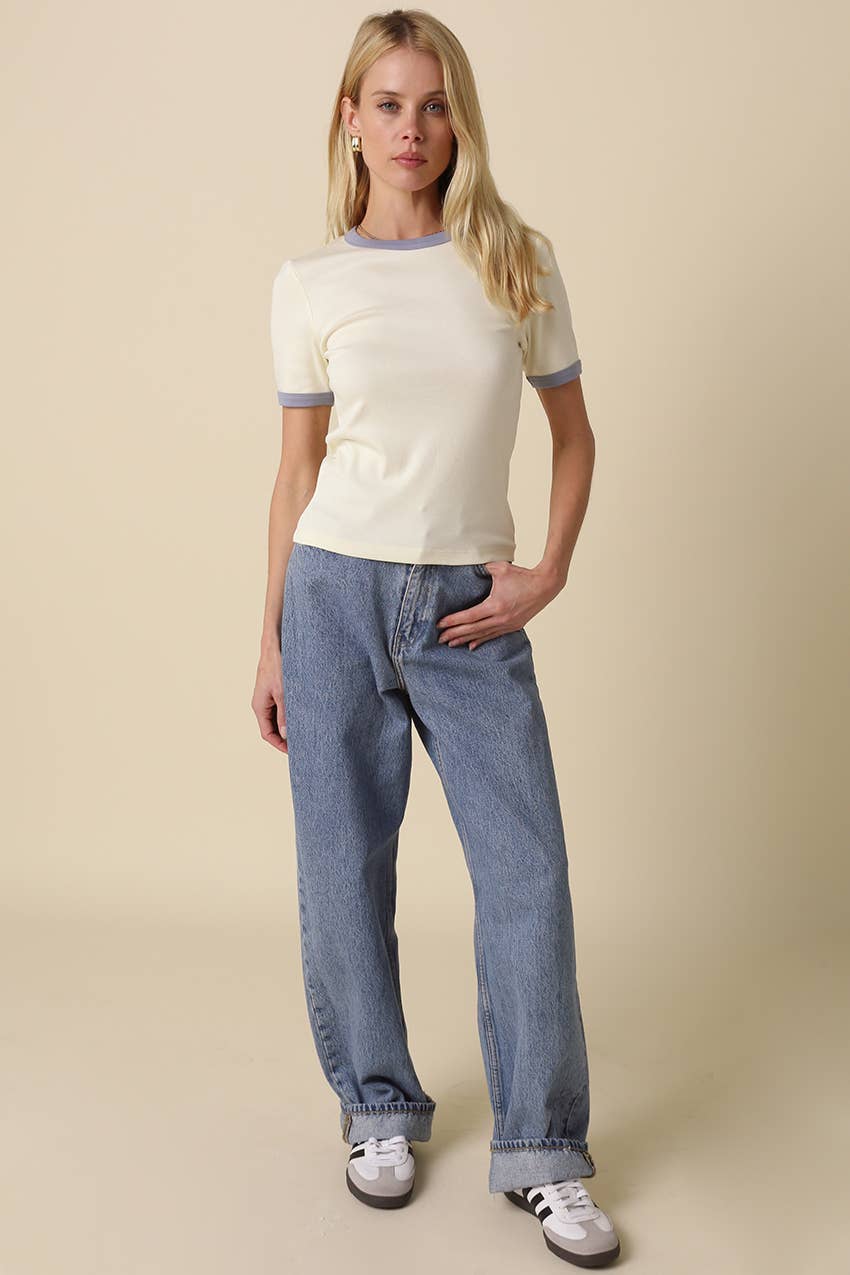 Ivy Contrast Trim Crewneck Tee