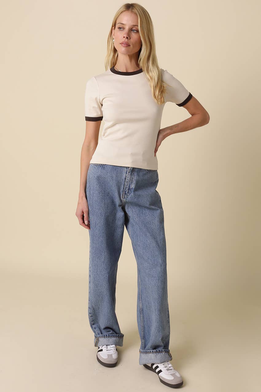 Ivy Contrast Trim Crewneck Tee