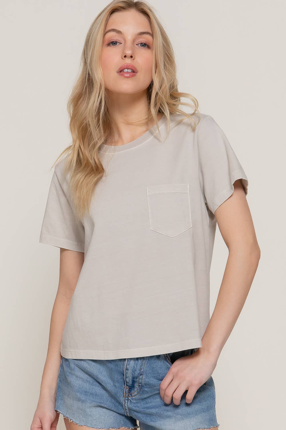 Short Sleeve Garment Dye Knit Top