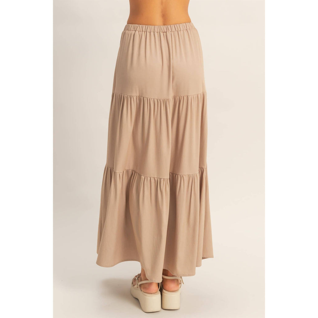 Elastic Waist 3-Tier Skirt