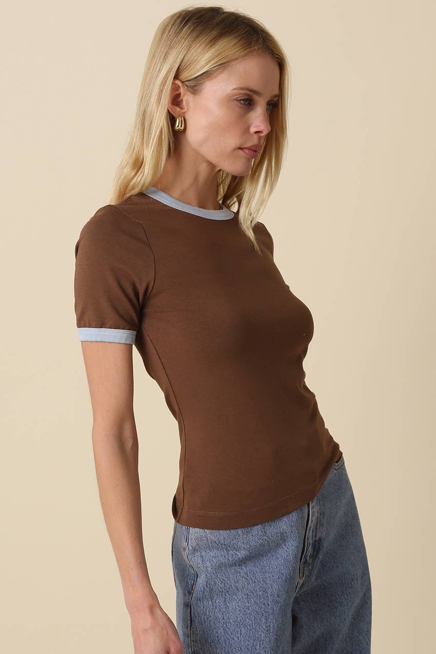 Ivy Contrast Trim Crewneck Tee