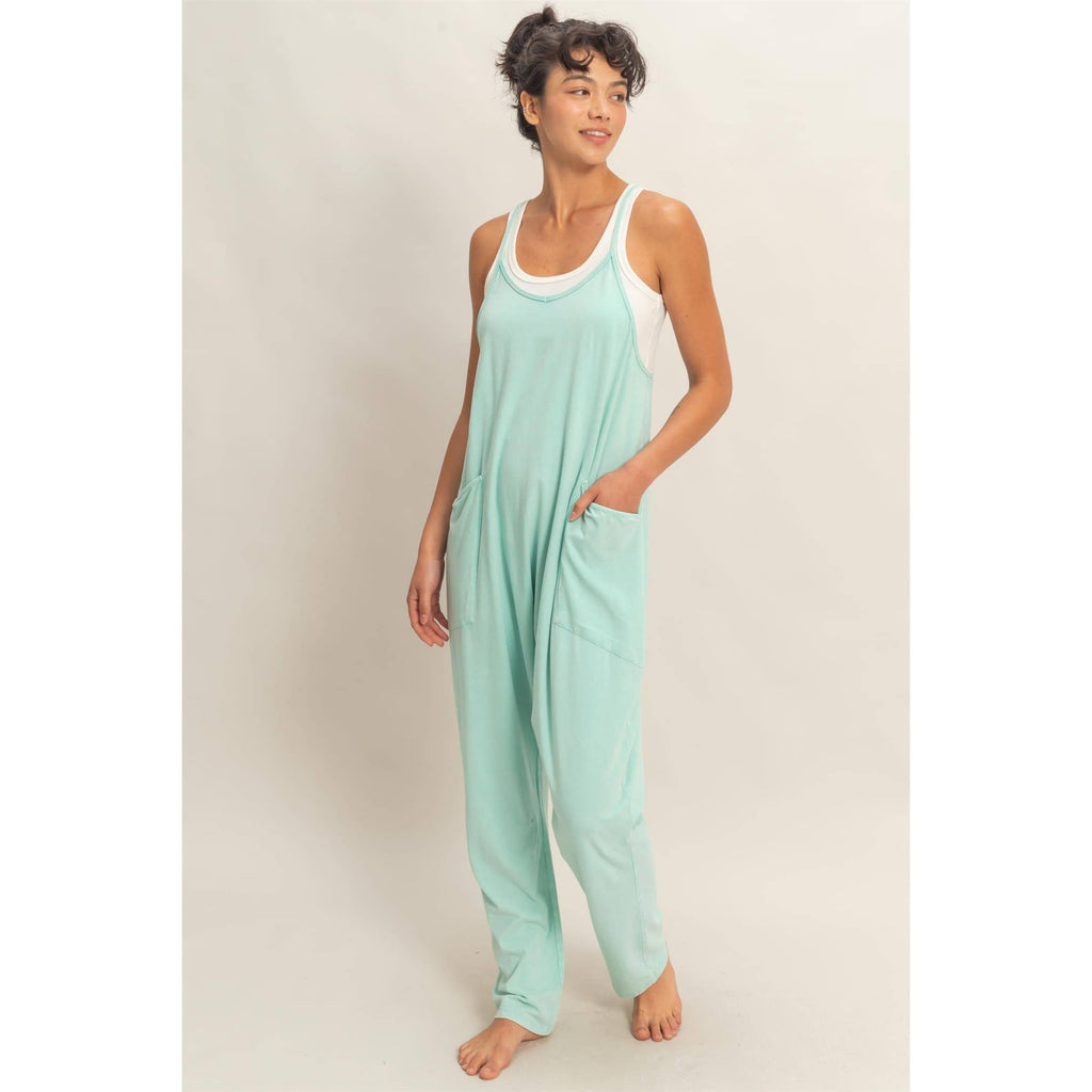 Mineral Wash Spaghetti Strap Jumpsuit