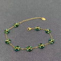 Glass Beaded Flower 18K Gold Plated S.Steel Anklet - FGS