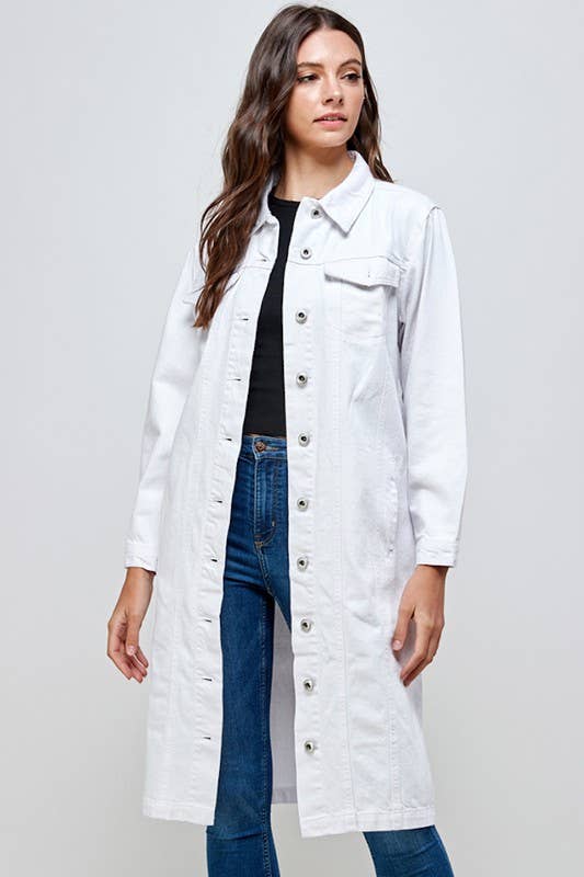 Long Trench Coat Denim Jean Jacket (OPEN PACK)