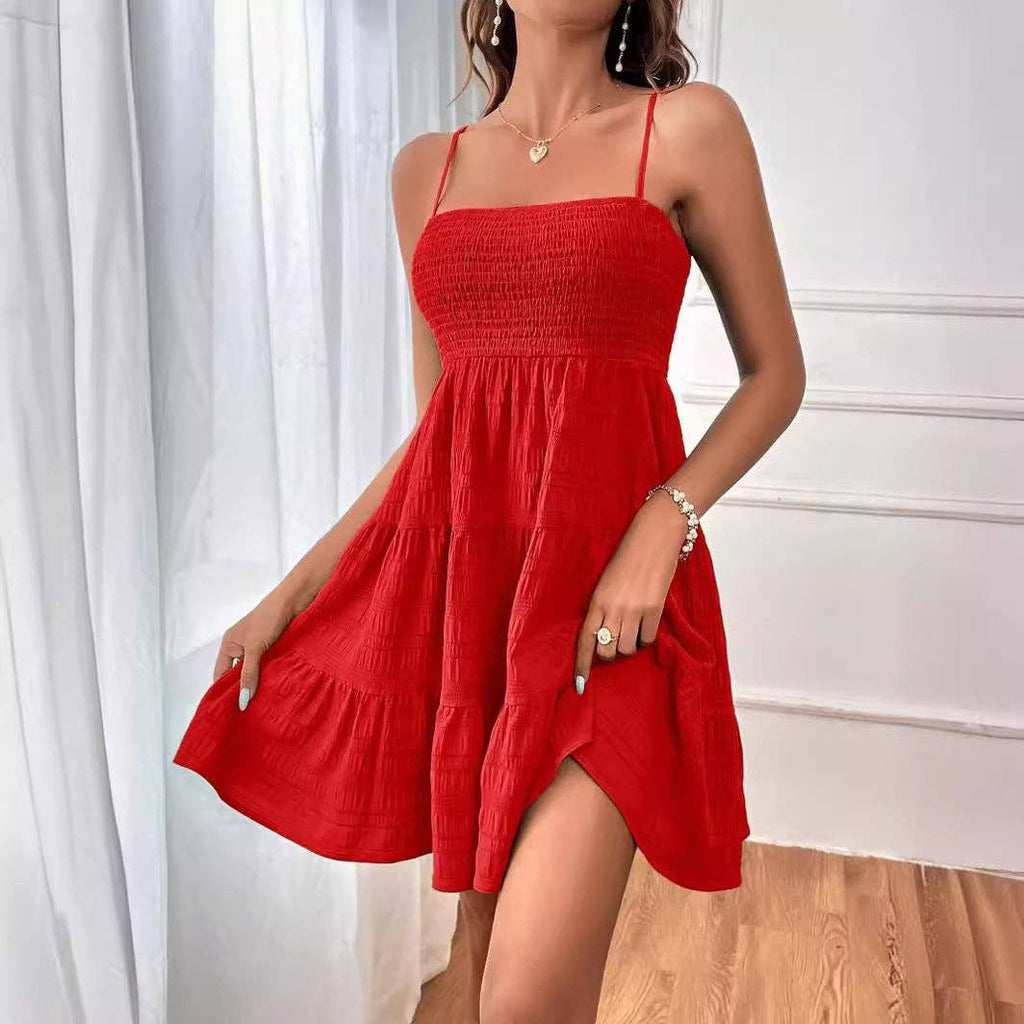 Women’s Smocked Spaghetti Strap Tiered Mini Dress
