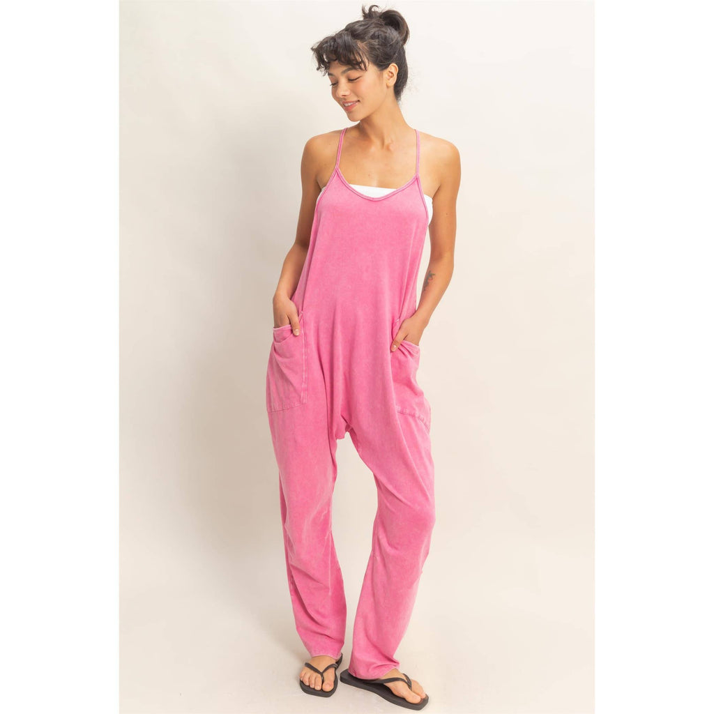 Mineral Wash Spaghetti Strap Jumpsuit