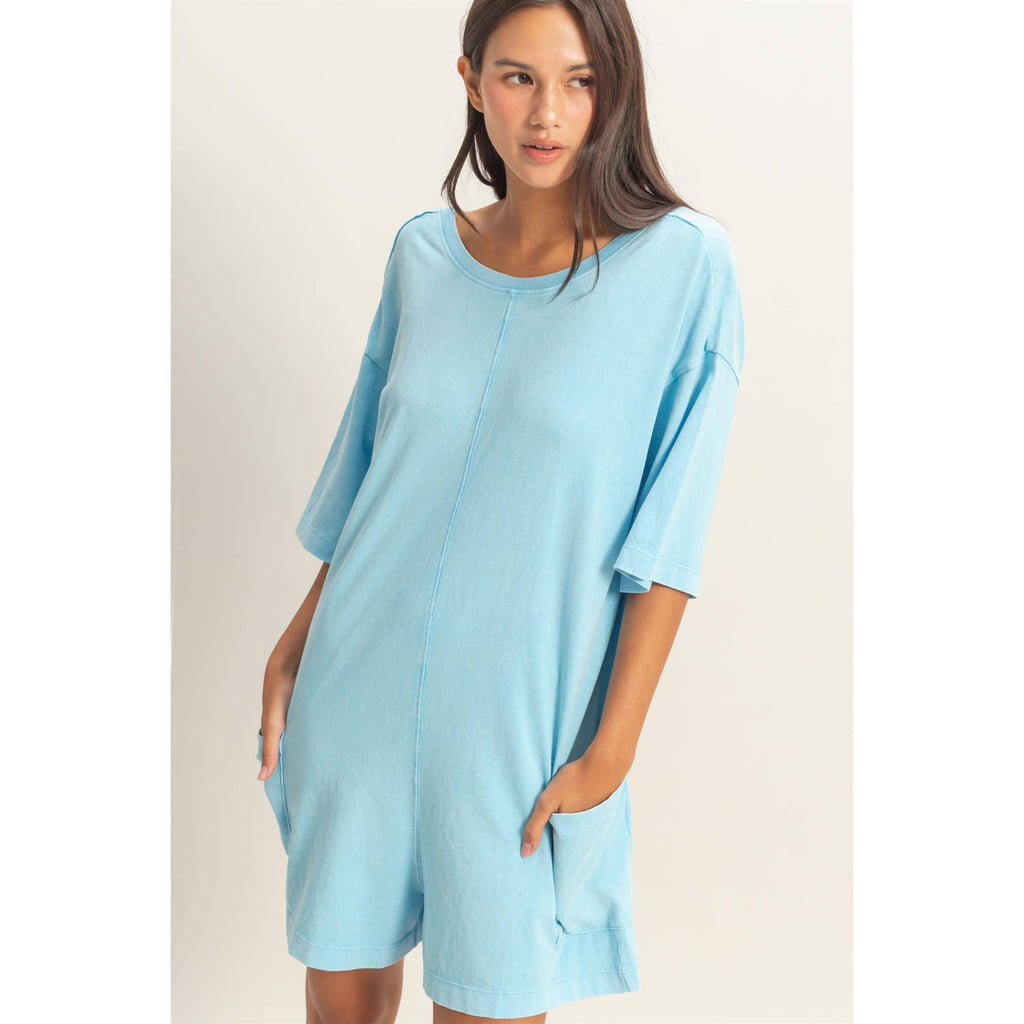 Mineral Washed V-Back Romper