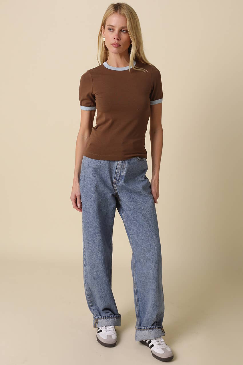 Ivy Contrast Trim Crewneck Tee