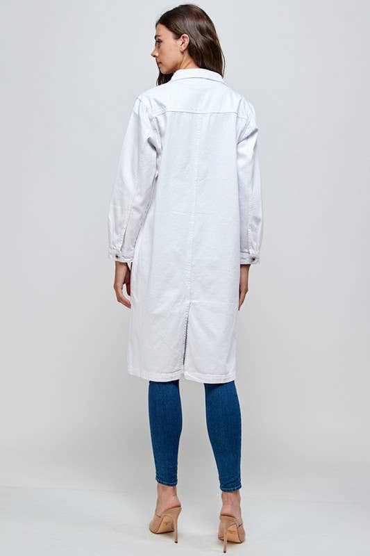 Long Trench Coat Denim Jean Jacket (OPEN PACK)